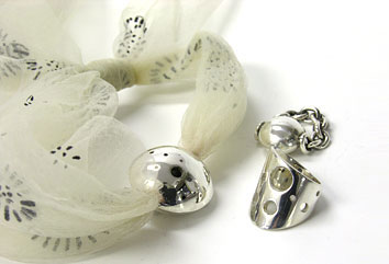 wholesale jewellery - Silver and silk Bubble bracelet with matching Bubble and Waterdrop rings